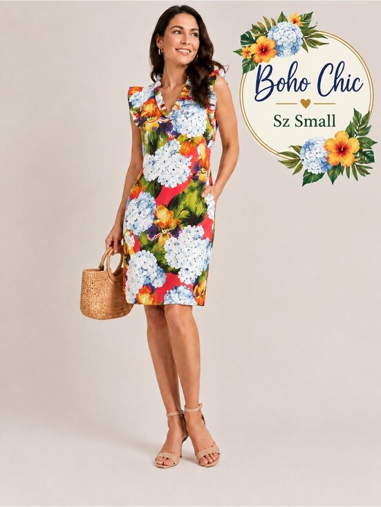 Boho Chic Dresses & Skirts - Boho Chic | S | Tropical Floral Sleeveless Dress